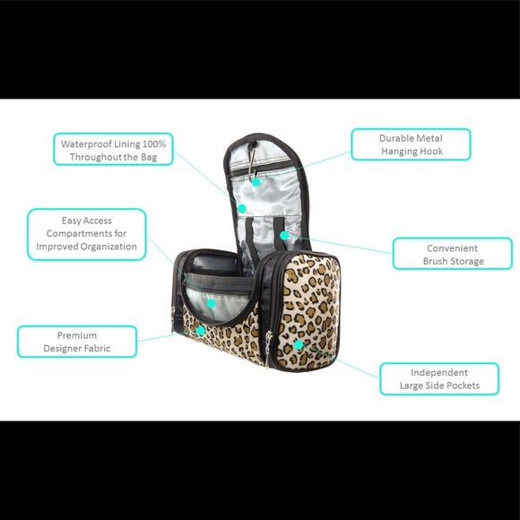 Hanging Travel Cosmetic Makeup Bag Leopard Print - Picture 5 of 6